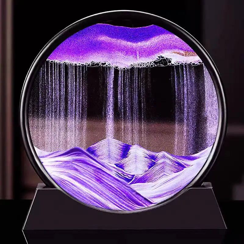3D Moving Sand Art – Round Glass Sandscape for Home & Office Decor