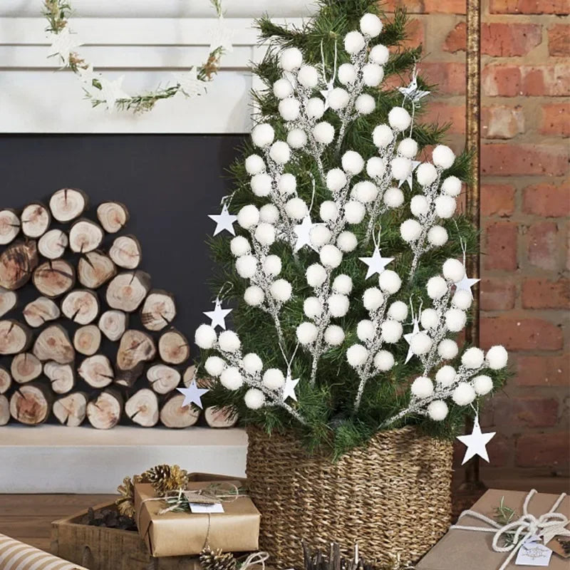 Artificial Snow-Tipped Berry Branches – Holiday & Event Decoration