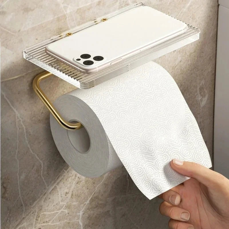 Luxury Wall-Mounted Toilet Paper Holder – Tissue Box with Phone Stand