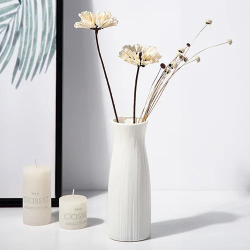 Nordic Plastic Vase – Minimalist Small Flower Pot for Modern Home Decor