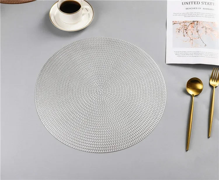 Round PVC Leaf Placemat – Heat-Resistant Hollow Weave Dining Table Mat