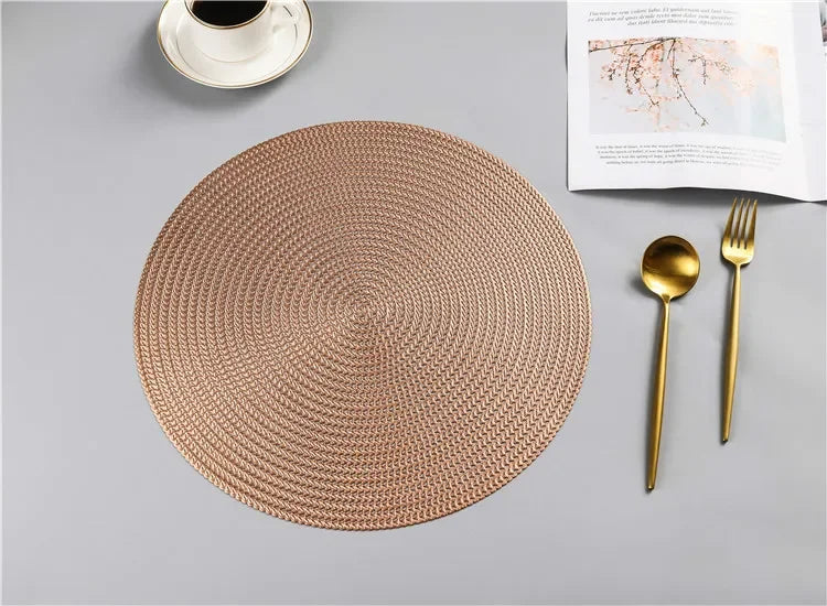 Round PVC Leaf Placemat – Heat-Resistant Hollow Weave Dining Table Mat
