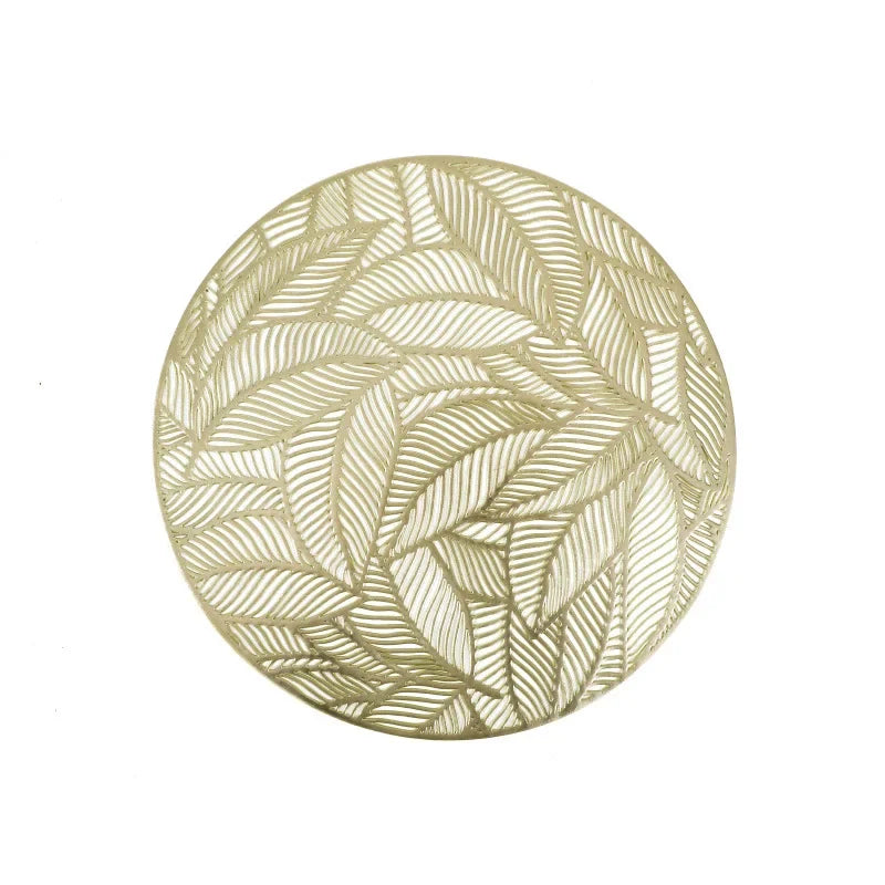 Round PVC Leaf Placemat – Heat-Resistant Hollow Weave Dining Table Mat