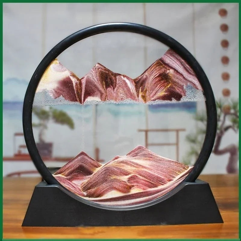 3D Moving Sand Art – Round Glass Sandscape for Home & Office Decor