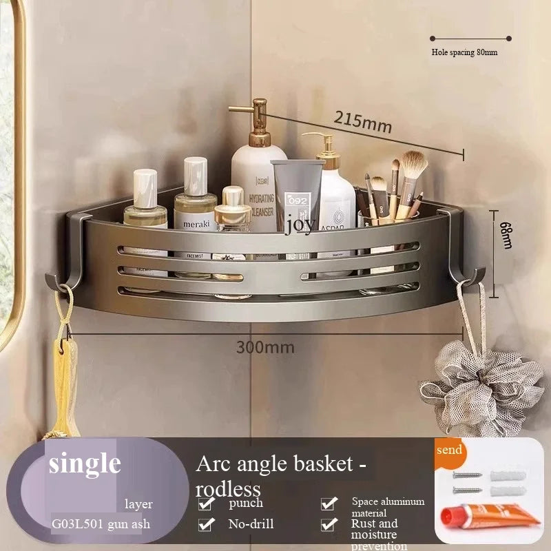 Bathroom Corner Shelf with Towel Bar & Hook – Space-Saving Organizer