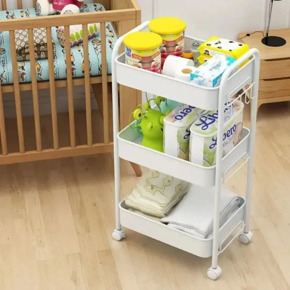 Multi-Layer Mobile Storage Cart with Wheels – Kitchen, Bathroom & Home Organizer