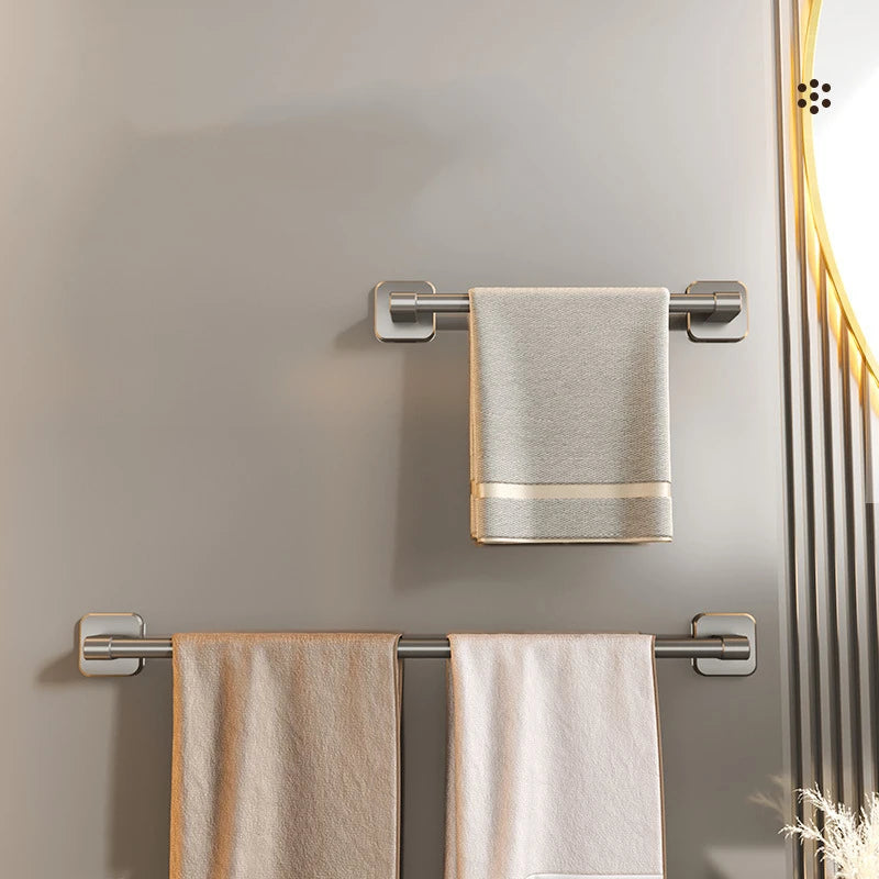 Self-Adhesive Wall-Mounted Towel Rack – No-Drill Bathroom Bar & Corner Storage Shelf