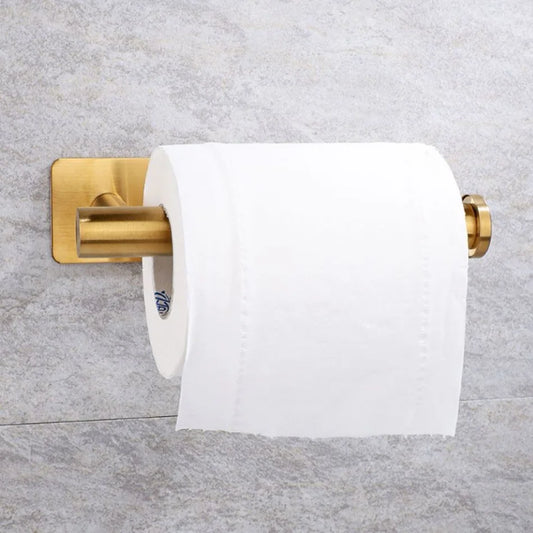 Adhesive Stainless Steel Paper Holder – Brushed Wall-Mounted Tissue & Towel Roll Stand