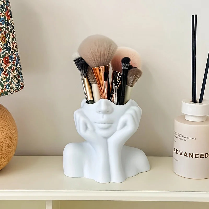 Face-Shaped Makeup Brush Holder – Portable Beauty Storage Box for Makeup Brushes & Cosmetics