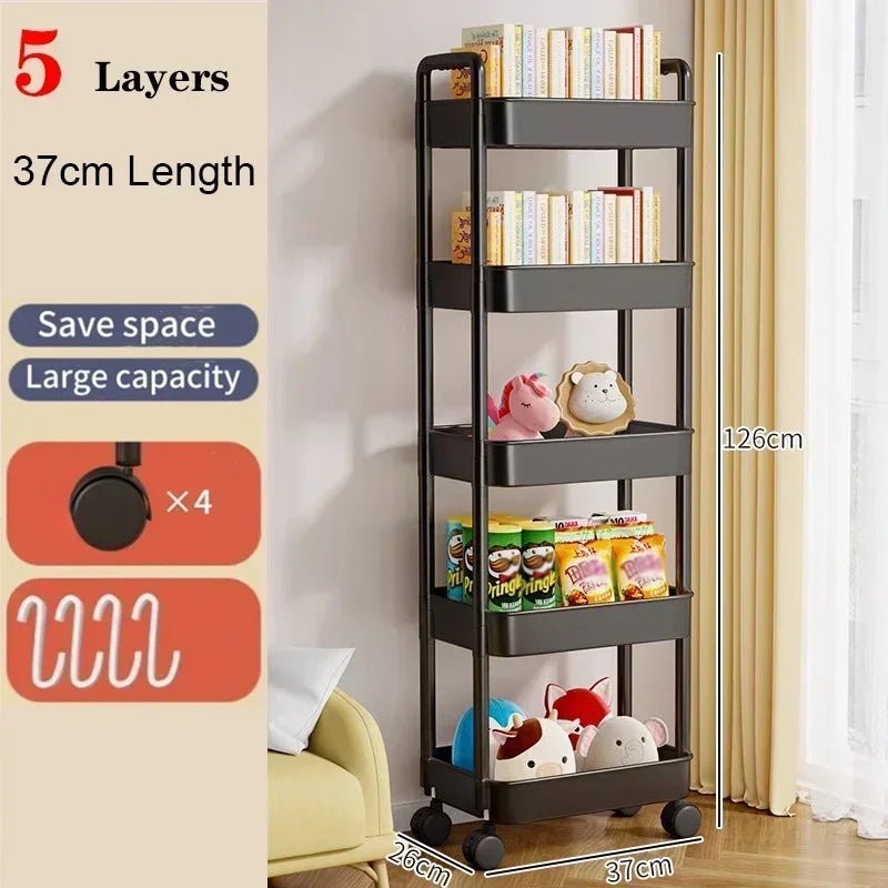Multi-Layer Mobile Storage Cart with Wheels – Kitchen, Bathroom & Home Organizer
